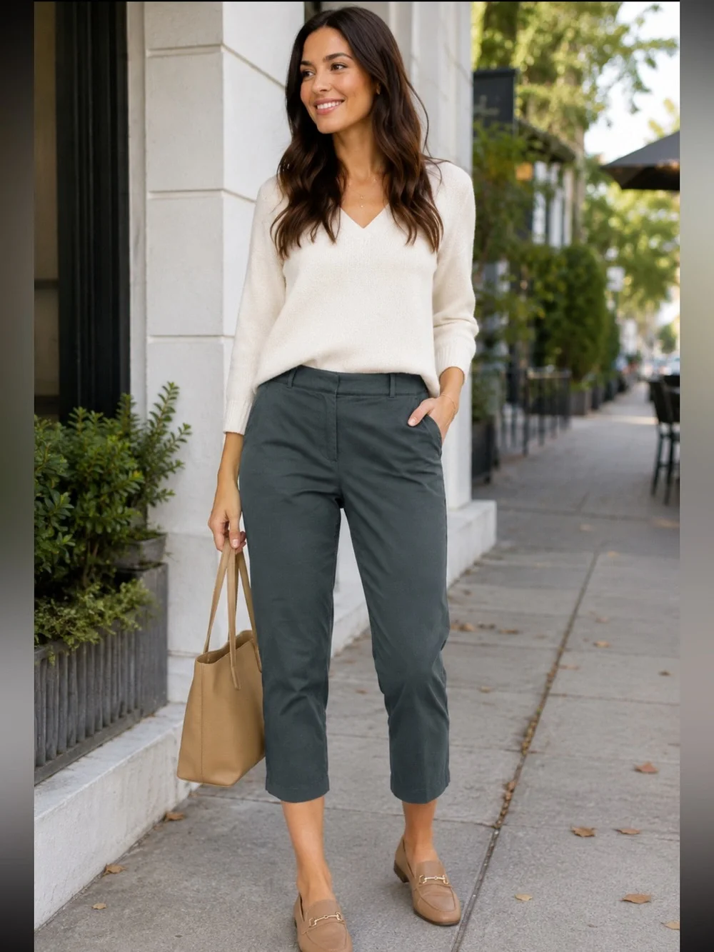 Uniqlo Charcoal Gray Pull On Cropped Ankle Pants Women’s XL Career Casual